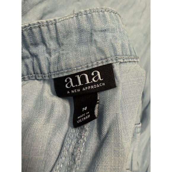 ANA Lyocell Wide Leg Pants Womens Sz 14 Blue 76163-5 Casual Quiet Luxury Beachy - Picture 2 of 8